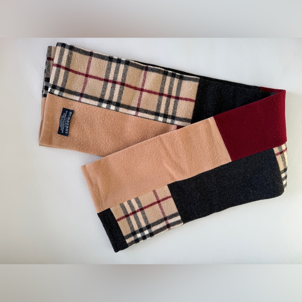 Burberry London Merino Wool/Cashmere Patchwork Check Scarf - Picture 8 of 9
